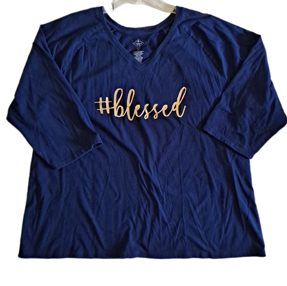 St. John's Bay blue v neck short sleeve t shirt